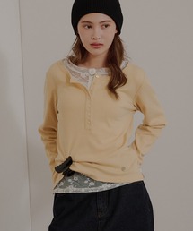 MUHET | henley neck layered  long sleeve t-shirt / ヘンリーネックレイヤードロングTシャツ(Tシャツ/カットソー)