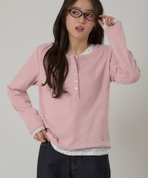 MUHET（ミュエータ）の「henley neck layered  long sleeve t-shirt / ヘンリーネックレイヤードロングTシャツ（Tシャツ/カットソー）」