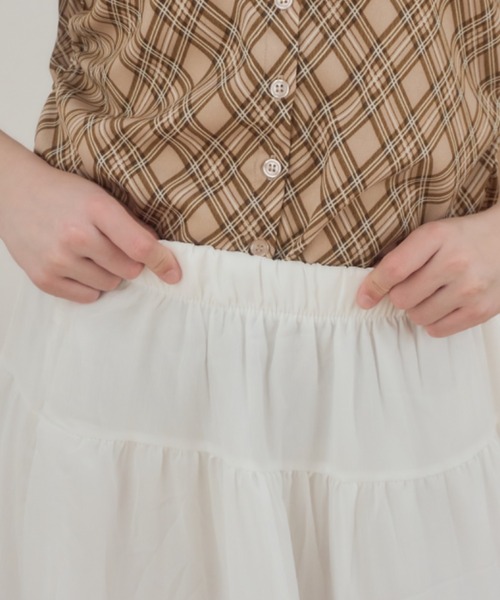 Birthday room（バースデイルーム）の「シアーティアードミディ丈スカート/Sheer tiered midi skirt（スカート・レディース・グレー/ブラック/ホワイト・FREE）」の12枚目の写真