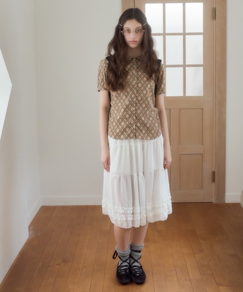 Birthday room（バースデイルーム）の「シアーティアードミディ丈スカート/Sheer tiered midi skirt（スカート・レディース・グレー/ブラック/ホワイト・FREE）」の15枚目の写真