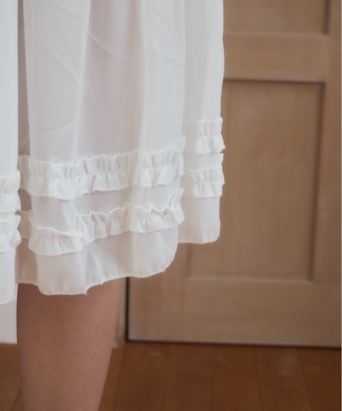 Birthday room（バースデイルーム）の「シアーティアードミディ丈スカート/Sheer tiered midi skirt（スカート・レディース・グレー/ブラック/ホワイト・FREE）」の16枚目の写真