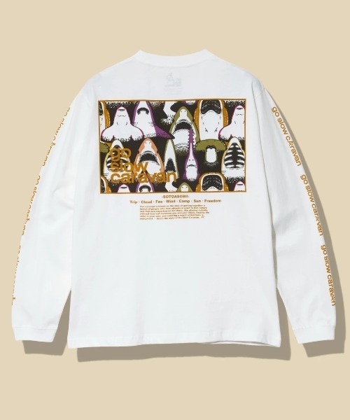 go slow caravan(ゴースローキャラバン)の「USA/C スクエアLOGO バックプリント ロングスリーブ TEE(Tシャツ/カットソー・メンズ・アイボリー/ブラック系その他2/ブルーグリーン/ホワイト/ラベンダー・MEDIUM/LARGE/X-LARGE)」の2枚目の写真