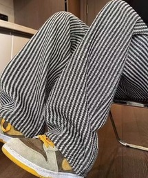 cammie（キャミー）の「ストライプワイドパンツ（ＷＴ／ＢＫ裏起毛）（その他パンツ）」
