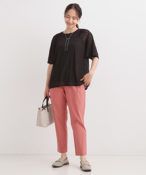 SHOO・LA・RUE(シューラルー)の「【S-LL/二の腕カバー】ウエーブ柄 インナードッキングトップス(Tシャツ/カットソー・レディース・ブルー/レッド系1/ブラック/グレー・03/02/04/01)」の17枚目の写真