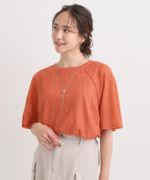 SHOO・LA・RUE(シューラルー)の「【S-LL/二の腕カバー】ウエーブ柄 インナードッキングトップス(Tシャツ/カットソー・レディース・ブルー/レッド系1/ブラック/グレー・03/02/04/01)」の19枚目の写真