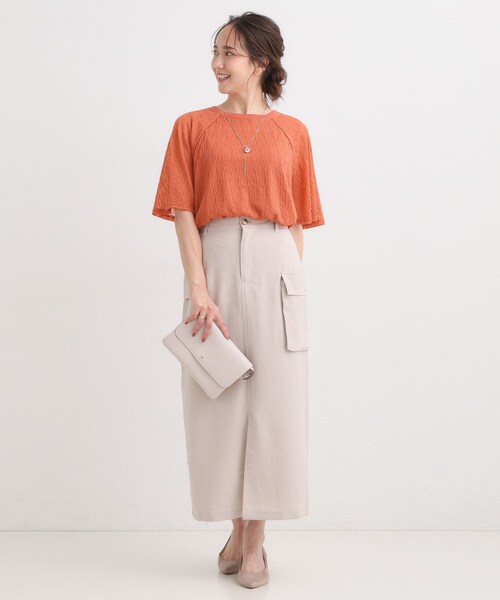 SHOO・LA・RUE(シューラルー)の「【S-LL/二の腕カバー】ウエーブ柄 インナードッキングトップス(Tシャツ/カットソー・レディース・ブルー/レッド系1/ブラック/グレー・03/02/04/01)」の21枚目の写真
