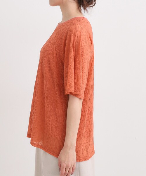 SHOO・LA・RUE(シューラルー)の「【S-LL/二の腕カバー】ウエーブ柄 インナードッキングトップス(Tシャツ/カットソー・レディース・ブルー/レッド系1/ブラック/グレー・03/02/04/01)」の9枚目の写真