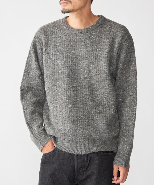 SHIPS（シップス）の「【WEB限定】SHIPS:〈手洗い可能〉カラー ネップ ワッフル クルーネック ニット（ニット/セーター・メンズ・グレー/ナチュラル/ブラック・SMALL/MEDIUM/LARGE/X-LARGE）」の3枚目の写真
