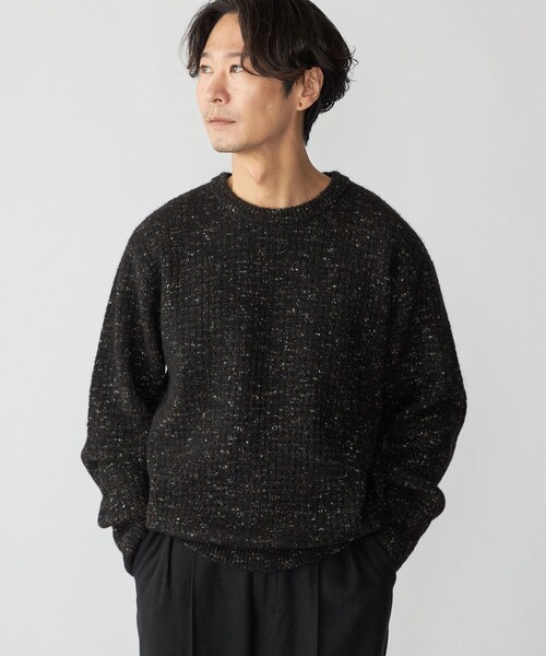 SHIPS（シップス）の「【WEB限定】SHIPS:〈手洗い可能〉カラー ネップ ワッフル クルーネック ニット（ニット/セーター・メンズ・グレー/ナチュラル/ブラック・SMALL/MEDIUM/LARGE/X-LARGE）」の2枚目の写真