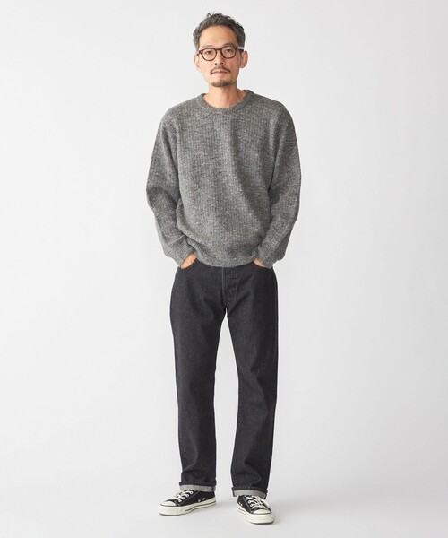 SHIPS（シップス）の「【WEB限定】SHIPS:〈手洗い可能〉カラー ネップ ワッフル クルーネック ニット（ニット/セーター・メンズ・グレー/ナチュラル/ブラック・SMALL/MEDIUM/LARGE/X-LARGE）」の4枚目の写真