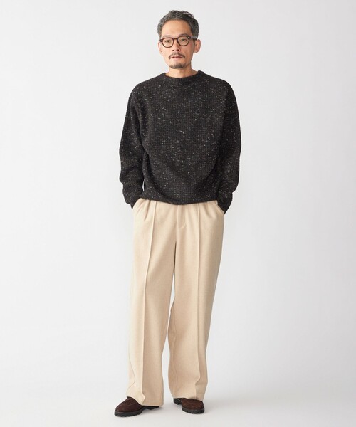 SHIPS（シップス）の「【WEB限定】SHIPS:〈手洗い可能〉カラー ネップ ワッフル クルーネック ニット（ニット/セーター・メンズ・グレー/ナチュラル/ブラック・SMALL/MEDIUM/LARGE/X-LARGE）」の5枚目の写真