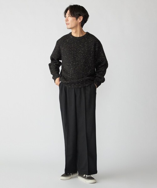 SHIPS（シップス）の「【WEB限定】SHIPS:〈手洗い可能〉カラー ネップ ワッフル クルーネック ニット（ニット/セーター・メンズ・グレー/ナチュラル/ブラック・SMALL/MEDIUM/LARGE/X-LARGE）」の6枚目の写真