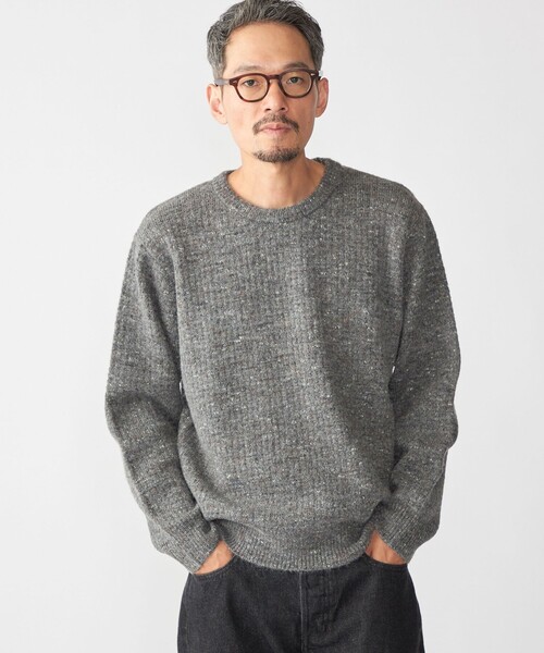SHIPS（シップス）の「【WEB限定】SHIPS:〈手洗い可能〉カラー ネップ ワッフル クルーネック ニット（ニット/セーター・メンズ・グレー/ナチュラル/ブラック・SMALL/MEDIUM/LARGE/X-LARGE）」の21枚目の写真