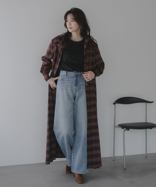 slattgir(スラットジール)の「高身長 チェック柄マキシ丈シャツワンピース(トールサイズ)Essenave(ワンピース・レディース・レッド系/ブラック系・TM/TL/TLL/T3L)」の9枚目の写真
