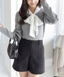 clear | 布帛ボウタイパワショルニットトップス[大人 フェミニン 上品]≪AW新作≫(ニット/セーター)