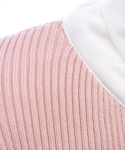 clear（クリア）の「布帛ボウタイパワショルニットトップス[大人 フェミニン 上品]（ニット/セーター・レディース・アイボリー/ブラック/グレー/ピンク・F）」の12枚目の写真
