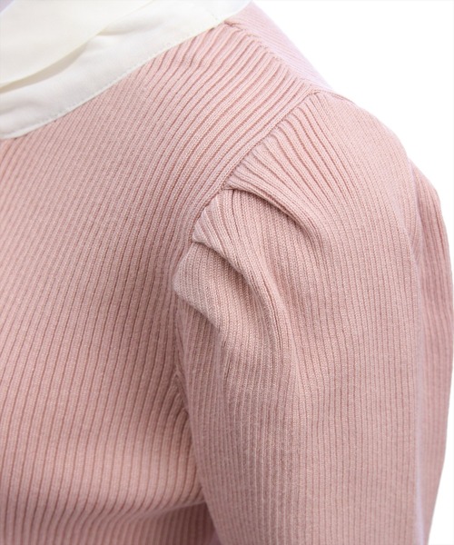 clear（クリア）の「布帛ボウタイパワショルニットトップス[大人 フェミニン 上品]（ニット/セーター・レディース・アイボリー/ブラック/グレー/ピンク・F）」の19枚目の写真