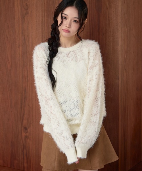 archives（アルシーヴ）の「シャギーフラワーＪＱミドルニットプルオーバー（ニット/セーター・レディース・イエロー/ブラウン/アイボリー/グレー・MEDIUM）」の6枚目の写真