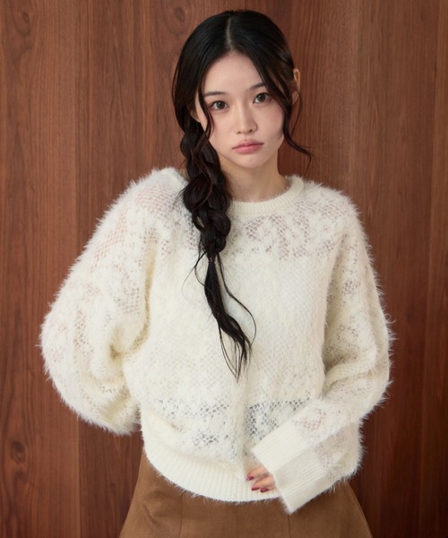 archives（アルシーヴ）の「シャギーフラワーＪＱミドルニットプルオーバー（ニット/セーター・レディース・イエロー/ブラウン/アイボリー/グレー・MEDIUM）」の5枚目の写真