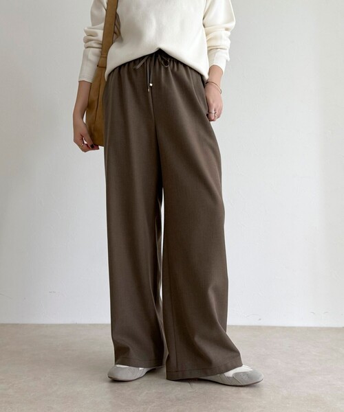 fredy emue(フレディエミュ)の「ウールライクイージーセミワイドパンツ(その他パンツ・レディース・アイボリー/ブラック/ブラウン/ベージュ系その他・34/36/38)」の3枚目の写真