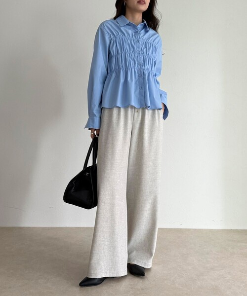 fredy emue(フレディエミュ)の「ウールライクイージーセミワイドパンツ(その他パンツ・レディース・アイボリー/ブラック/ブラウン/ベージュ系その他・34/36/38)」の8枚目の写真