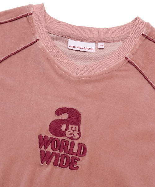 AMESWORLDWIDE(アメスワールドワイド)の「A'GEM/9 × .kom 『AMESWORLDWIDE/アメスワールドワイド』 V NECK VELOUR SWEATSHIRT/V ネック ベロア スウェットシャツ(スウェット・レディース・ネイビー/ピンク・M)」の18枚目の写真