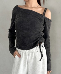 Bamm（バム）の「シャーリングピグメントワンショルトップス（Tシャツ/カットソー・レディース）」