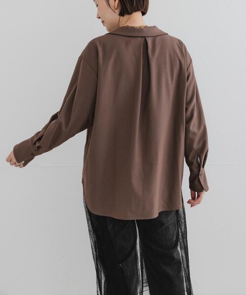 F by ROSSO（エフバイロッソ）の「F by ROSSO　ウールライクプルブラウス（シャツ/ブラウス・レディース・ブラウン/チャコールグレー・FREE）」の5枚目の写真