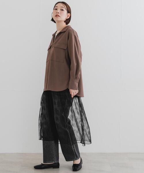 F by ROSSO（エフバイロッソ）の「F by ROSSO　ウールライクプルブラウス（シャツ/ブラウス・レディース・ブラウン/チャコールグレー・FREE）」の8枚目の写真