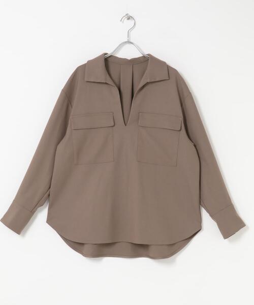 F by ROSSO（エフバイロッソ）の「F by ROSSO　ウールライクプルブラウス（シャツ/ブラウス・レディース・ブラウン/チャコールグレー・FREE）」の9枚目の写真