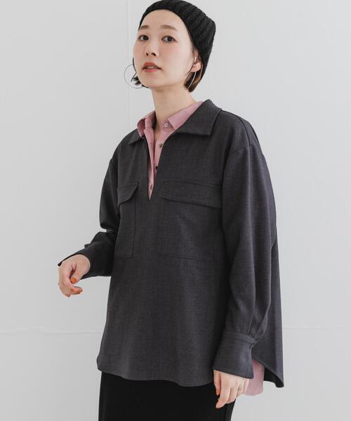 F by ROSSO（エフバイロッソ）の「F by ROSSO　ウールライクプルブラウス（シャツ/ブラウス・レディース・ブラウン/チャコールグレー・FREE）」の14枚目の写真