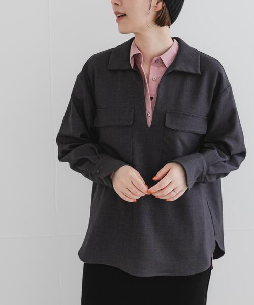 F by ROSSO（エフバイロッソ）の「F by ROSSO　ウールライクプルブラウス（シャツ/ブラウス・レディース・ブラウン/チャコールグレー・FREE）」の15枚目の写真