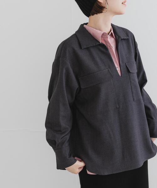 F by ROSSO（エフバイロッソ）の「F by ROSSO　ウールライクプルブラウス（シャツ/ブラウス・レディース・ブラウン/チャコールグレー・FREE）」の16枚目の写真