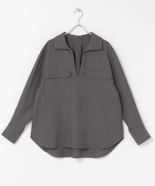 F by ROSSO（エフバイロッソ）の「F by ROSSO　ウールライクプルブラウス（シャツ/ブラウス・レディース・ブラウン/チャコールグレー・FREE）」の20枚目の写真