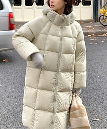 フード付き中綿ロングダウンコート