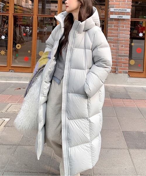 TOMORROWLANDダウンロングコート ライトグレー トゥモローランド(TOMORROWLAND ) グログランダウンライナー付き