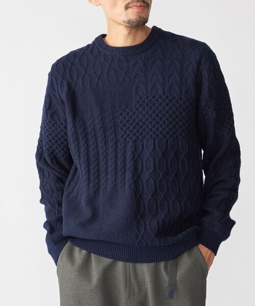 セール】SHIPS: 〈手洗い可能〉コットン ウール アラン プルオーバー