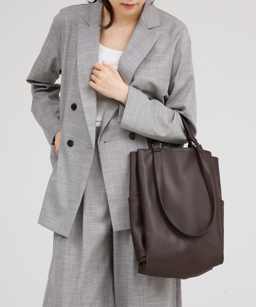 soeur（スール）の「●SOEUR/ダブルハンドルトート/A4/通勤（トートバッグ・レディース・ライトグレー/ダークブラウン/ブラック・フリー）」の5枚目の写真