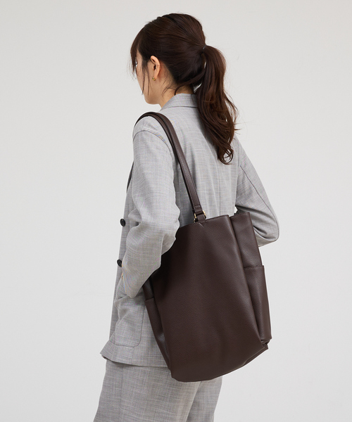 soeur（スール）の「●SOEUR/ダブルハンドルトート/A4/通勤（トートバッグ・レディース・ライトグレー/ダークブラウン/ブラック・フリー）」の6枚目の写真