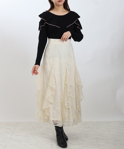 ASTORIA ODIER(アストリアオディール)の「オープンショルダーラッフルニット(ニット/セーター・レディース・チャコールグレー/ブラック/ワイン/ピンク・MEDIUM)」の14枚目の写真