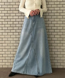 デニムスカート ロング 秋 冬 ゴム Aライン フレア