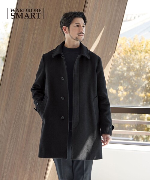WEB限定 WARDROBE SMART】PE メルトン バルカラーコート（ステンカラー