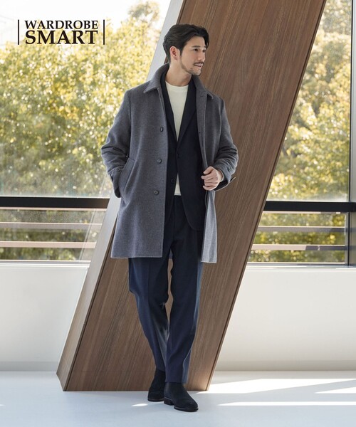 WEB限定 WARDROBE SMART】PE メルトン バルカラーコート（ステンカラー
