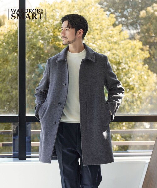 WEB限定 WARDROBE SMART】PE メルトン バルカラーコート（ステンカラー