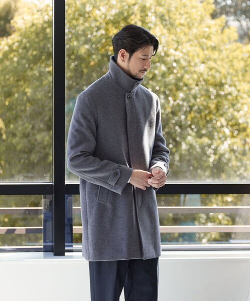 WEB限定 WARDROBE SMART】PE メルトン バルカラーコート（ステンカラー