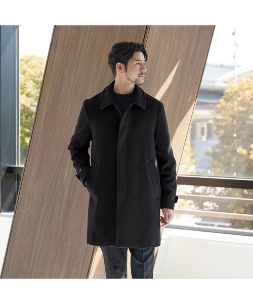 WEB限定 WARDROBE SMART】PE メルトン バルカラーコート（ステンカラー
