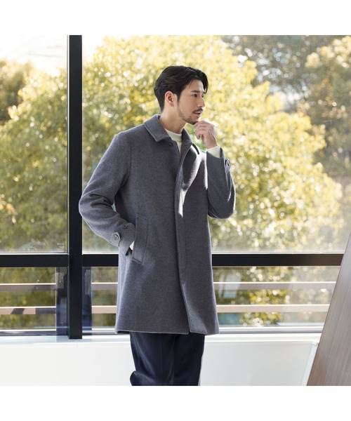 WEB限定 WARDROBE SMART】PE メルトン バルカラーコート（ステンカラー