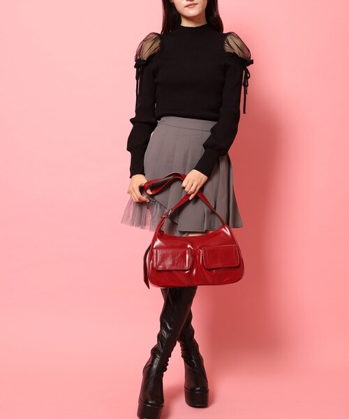 Ober Tashe（オーバータッシェ）の「フロントポケットショルダーバッグ（ショルダーバッグ・レディース・レッド系1/ブラック/キャメル・FREE）」の11枚目の写真