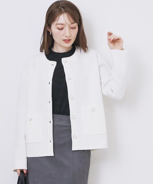 ダブルフェイスコーディガン【洗濯機OK】（カーディガン/ボレロ