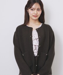 キャンディー ☆極美品☆ レオナール フード付きコーディガン ブラック４０ キャンディー ☆極美品☆ レオナール フード付きコーディガン ブラック